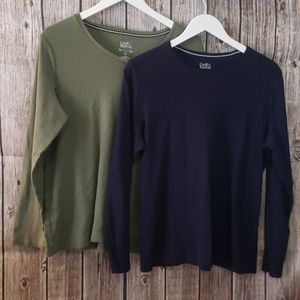 Blue long sleeve tee with free green tee